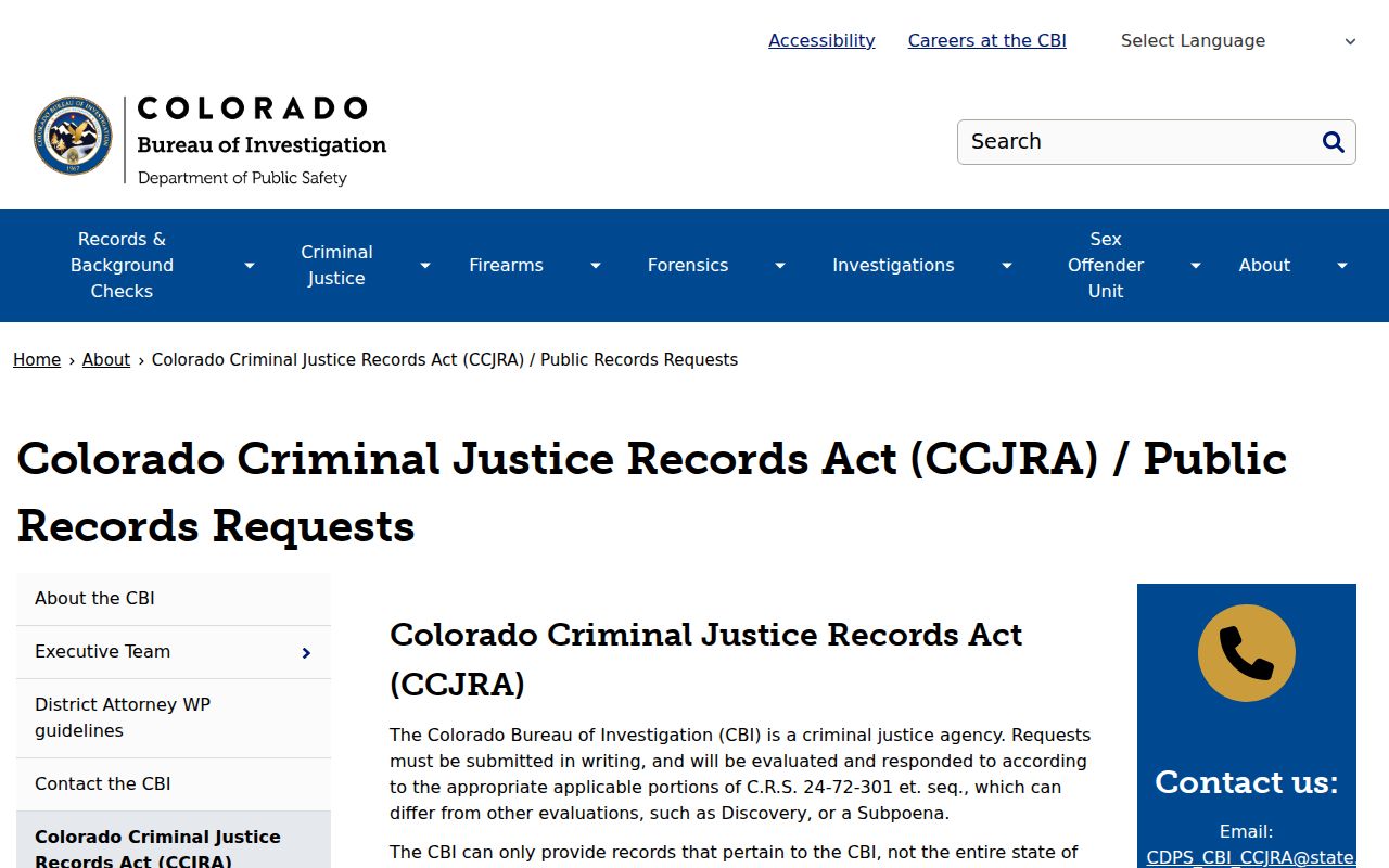 Yuma County sex offender record request rules under CCJRA