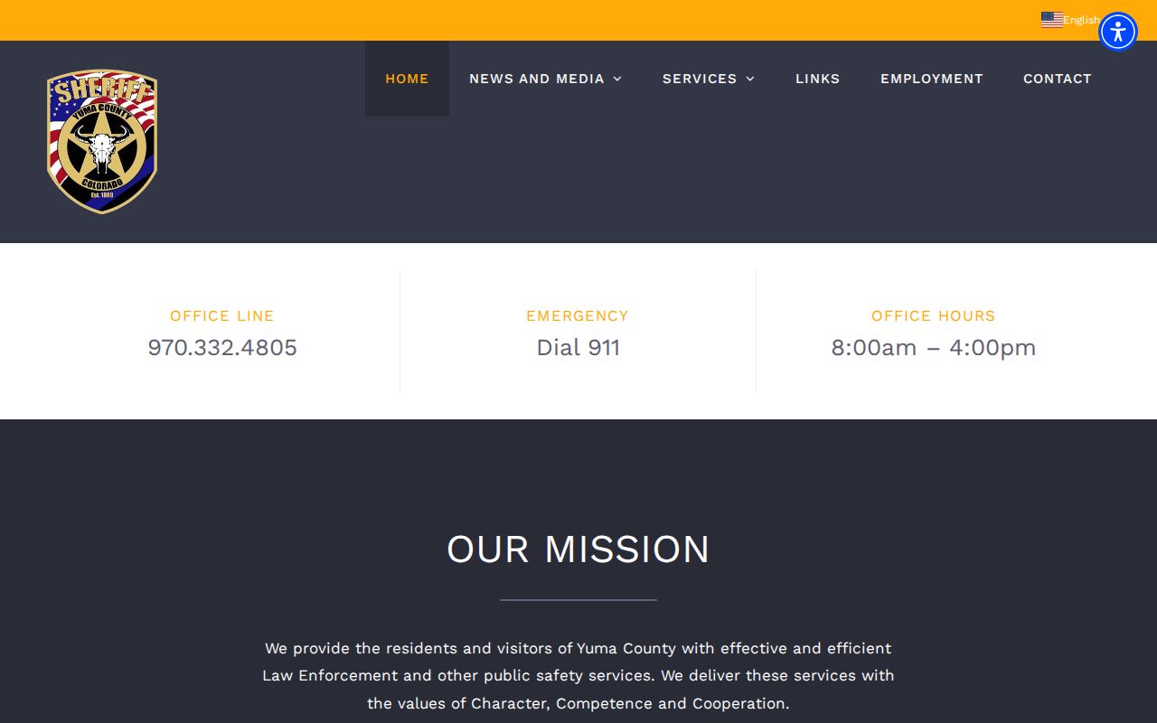 Yuma County Sheriff official website for county custody and records contacts