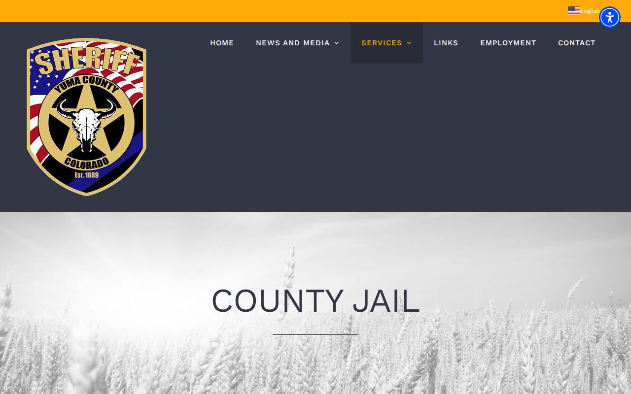 Yuma County sheriff jail page directing custody inquiries to Washington County