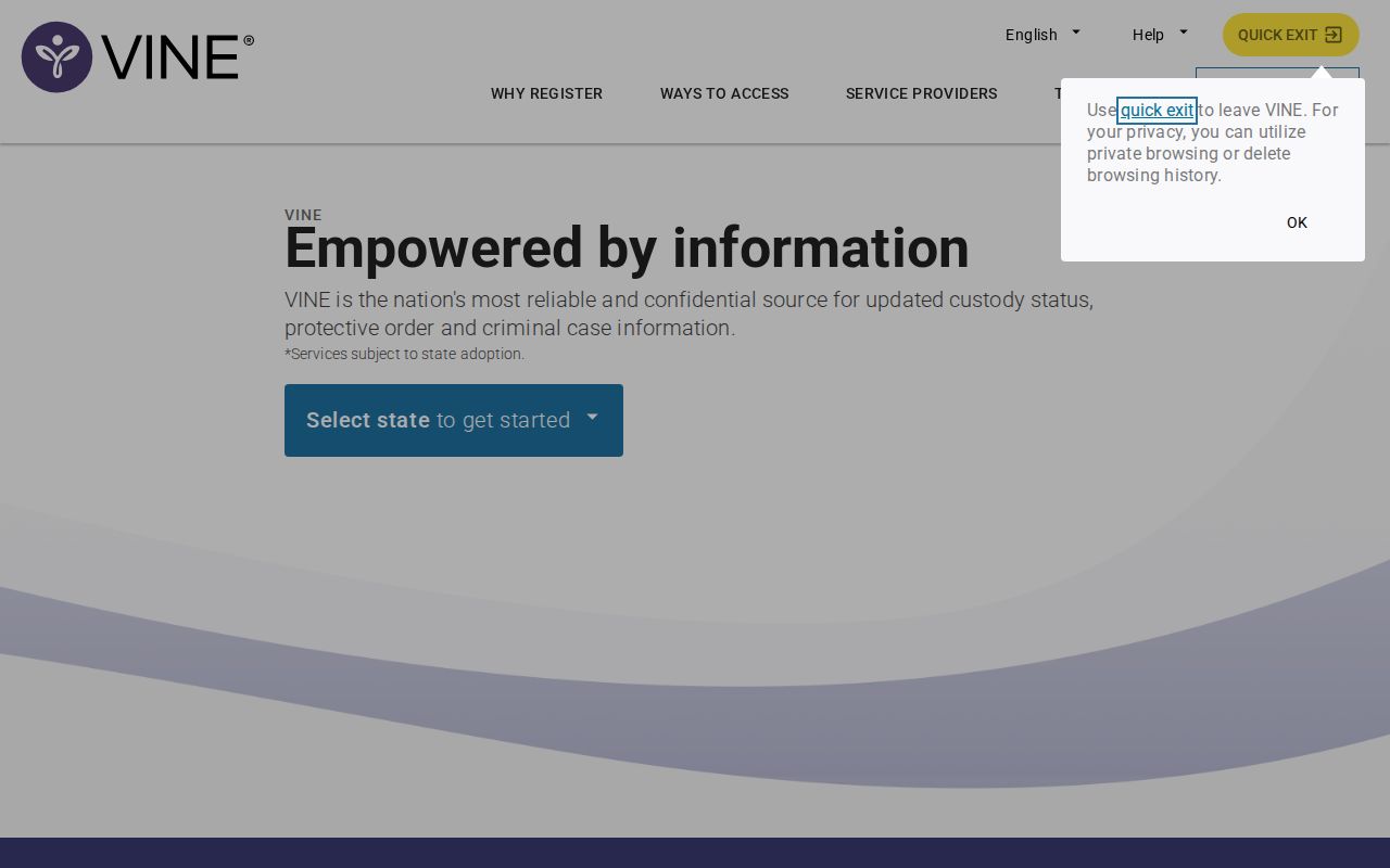 VINELink official custody notification service used as a supplement for Wray arrests